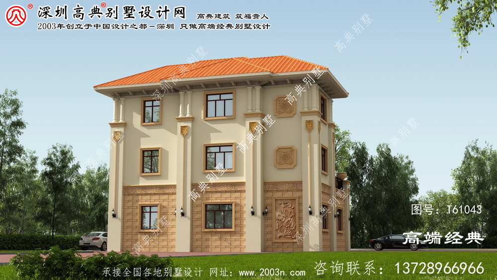 阿拉善左旗乡村三楼欧式复式美丽别墅设计图。